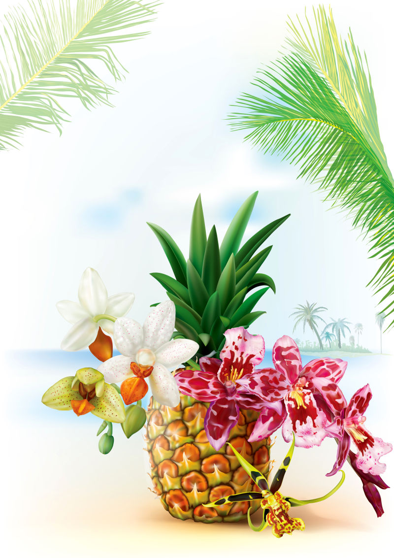 创意矢量热带菠萝插图设计