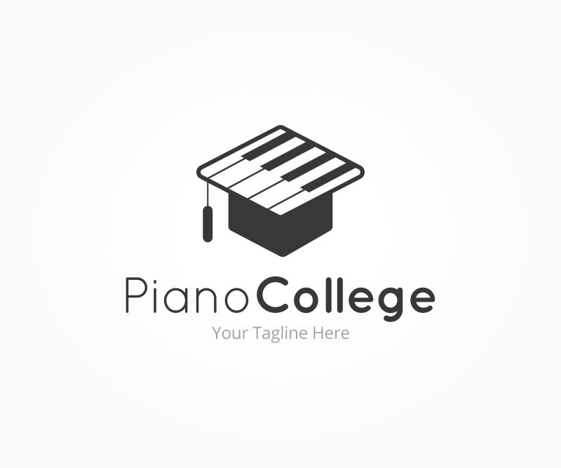 创意矢量现代钢琴学院标志设计
