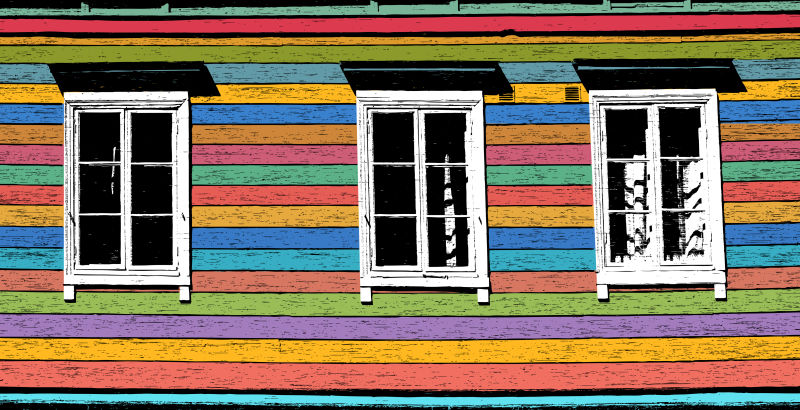 创意矢量彩色木制住宅插图设计