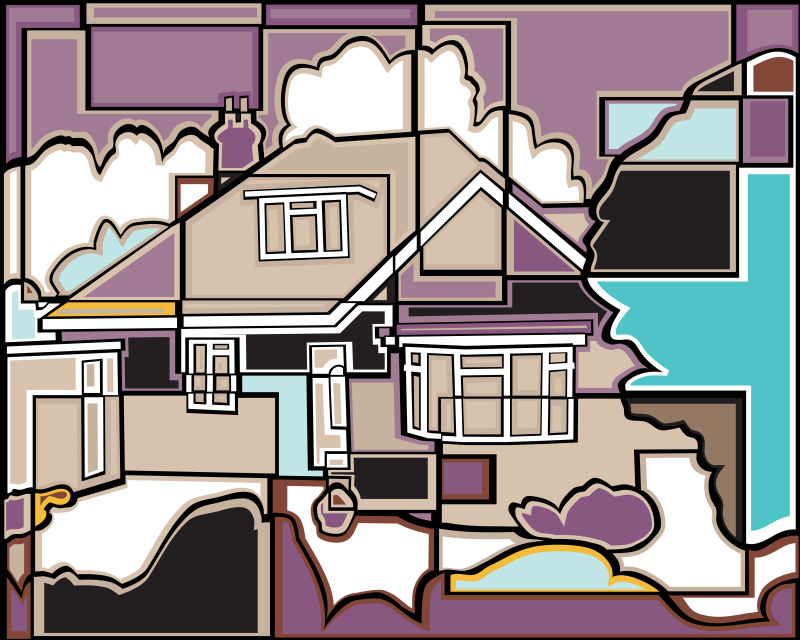 创意矢量手绘住宅平面插图设计