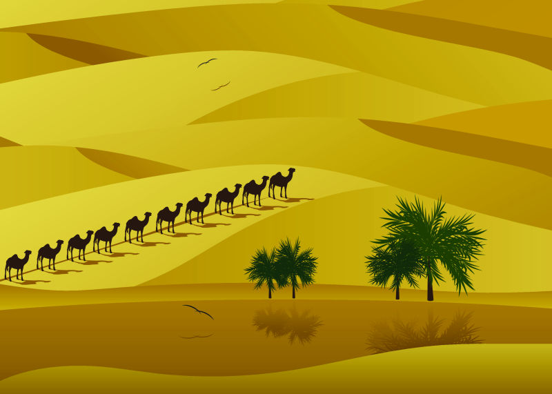 抽象矢量美丽的沙漠创意插图设计