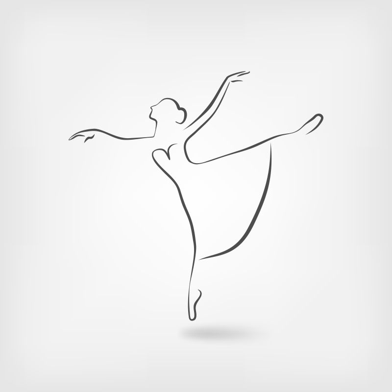 抽象矢量现代线性芭蕾舞者标志设计