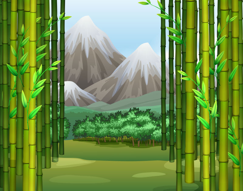 创意矢量现代绿色竹子元素装饰背景