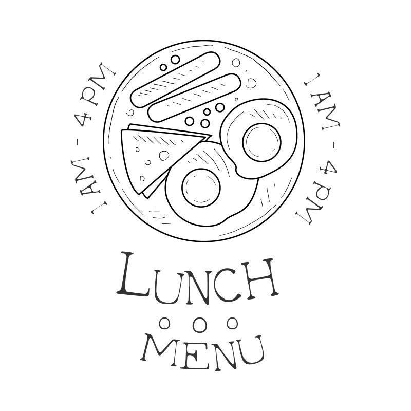 抽象矢量现代午餐主题的素描标签设计
