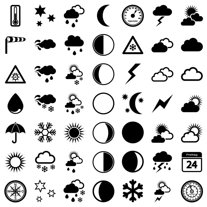 抽象矢量现代简单天气图标设计