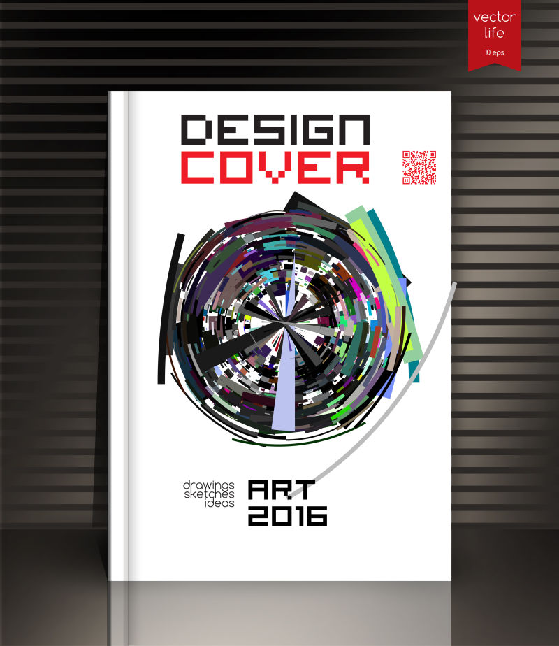创意矢量现代抽象几何元素的书刊封面设计