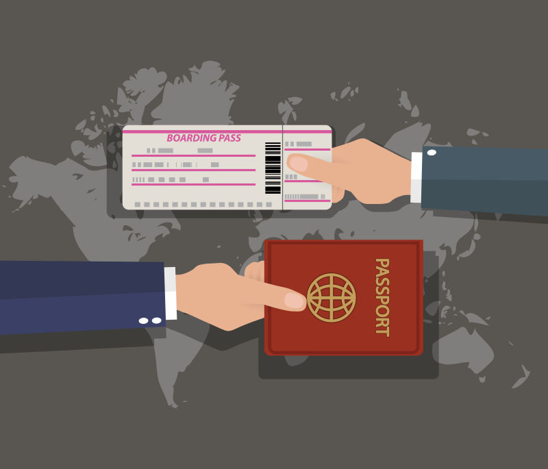 世界地图护照登机证