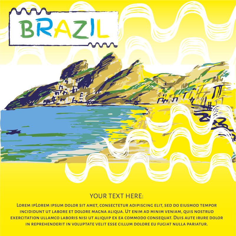 巴西手绘草图伊帕内马风格概念和标志