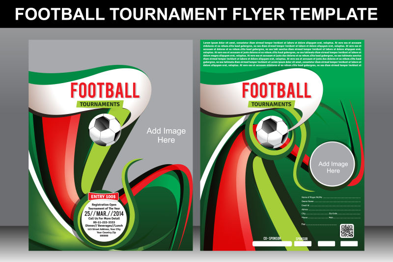 抽象矢量现代足球比赛主题宣传单设计