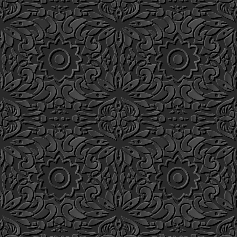 抽象矢量黑色立体纸质艺术花卉背景