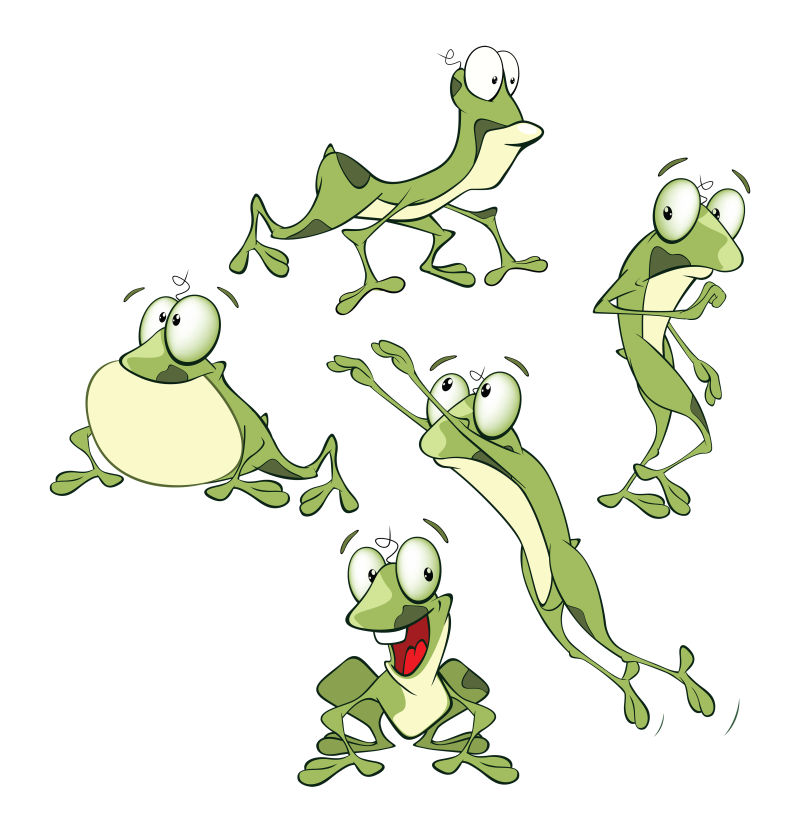 创意矢量现代可爱的青蛙卡通插图