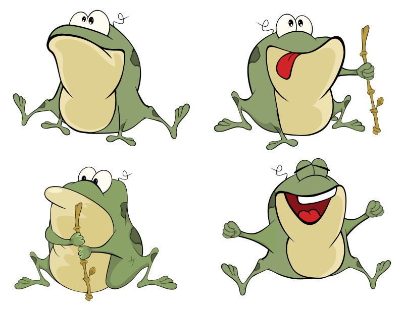 抽象矢量现代可爱的青蛙插图设计