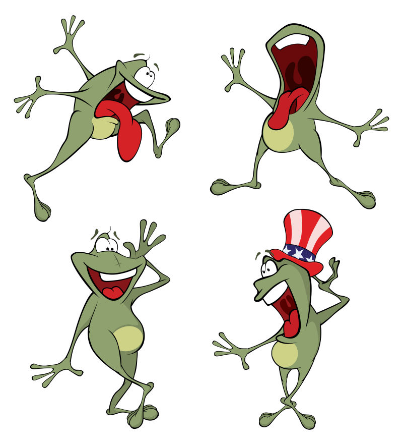  创意矢量可爱快乐的卡通青蛙插图设计