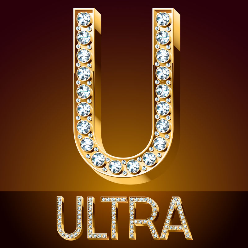 抽象矢量钻石装饰的豪华字母u设计