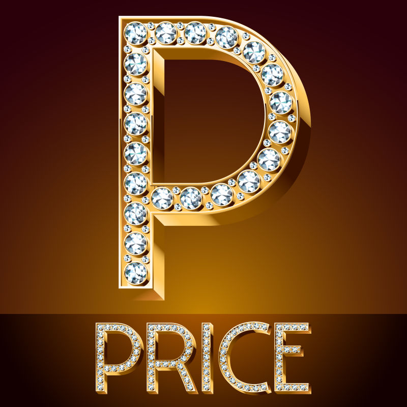抽象矢量钻石装饰的豪华字母p设计