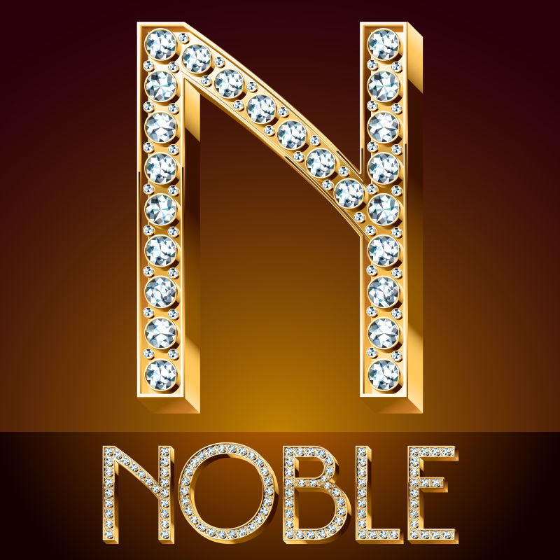 抽象矢量钻石装饰的豪华字母n设计