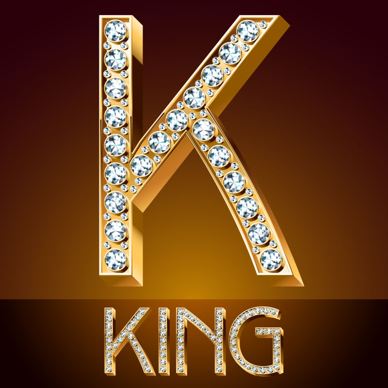 抽象矢量钻石装饰的豪华字母k设计