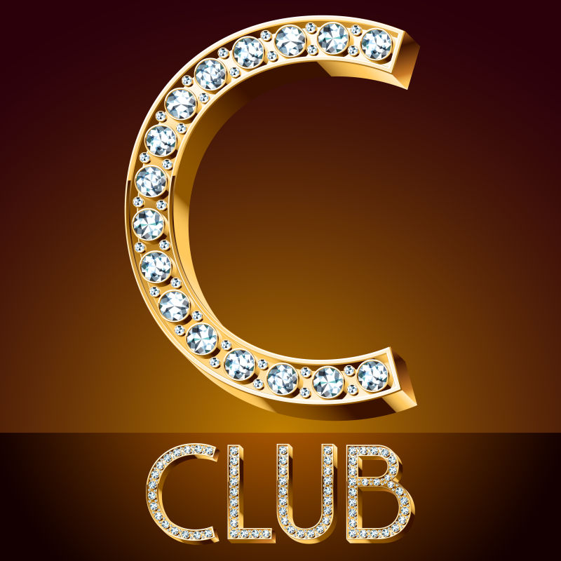 抽象矢量钻石装饰的豪华字母c设计