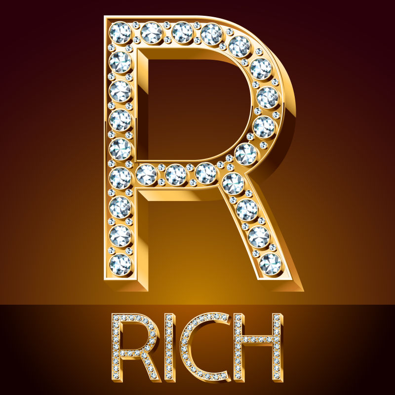 抽象矢量钻石装饰的豪华字母r设计