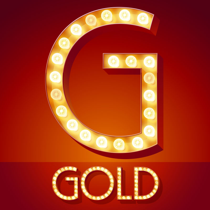 创意矢量金色发光字母g设计