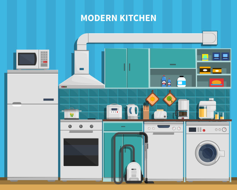 创意矢量现代厨房设计背景