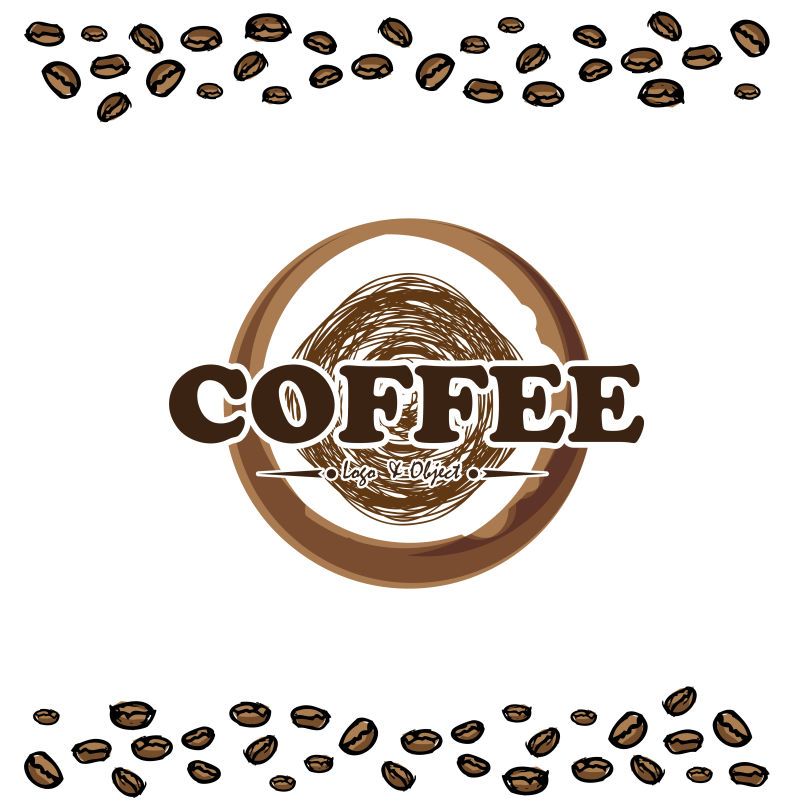 创意矢量现代咖啡元素标志背景设计
