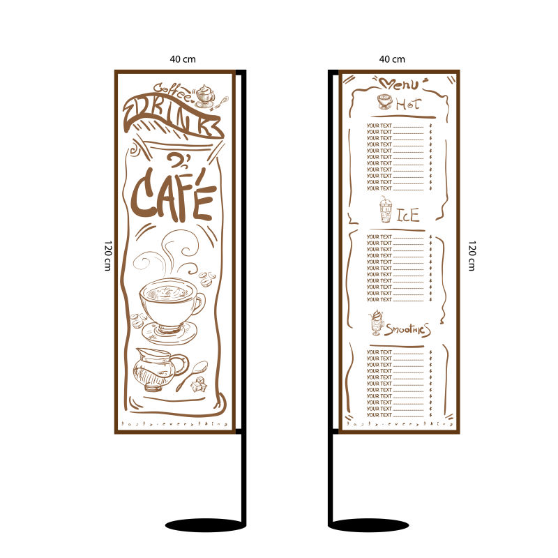 创意矢量现代手绘咖啡元素的平面菜单设计