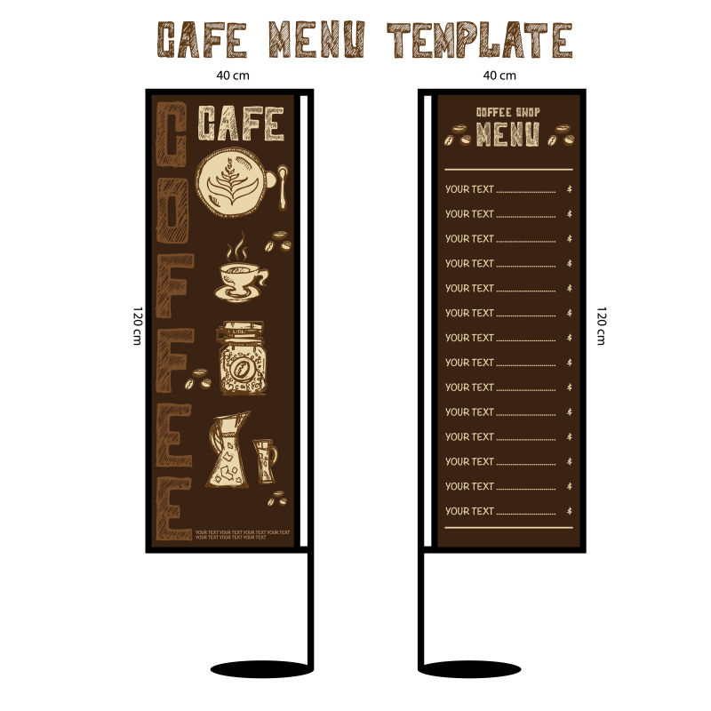 矢量现代咖啡菜单主题的平面插图设计