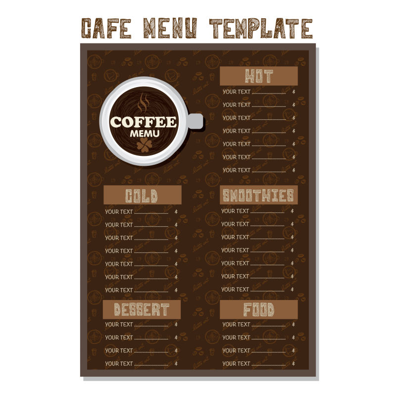 抽象矢量现代商业咖啡主题的平面菜单设计