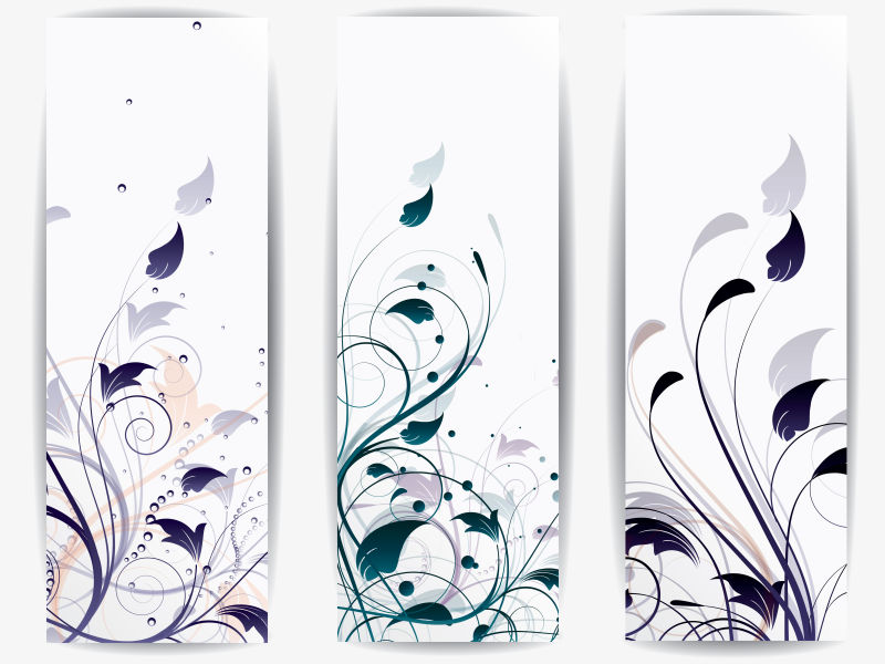 抽象矢量现代花卉元素的现代竖横幅设计
