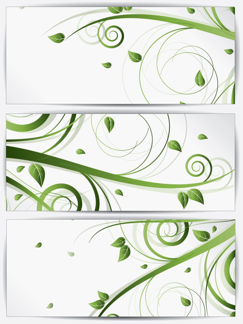 矢量创意绿色花卉元素的横幅设计