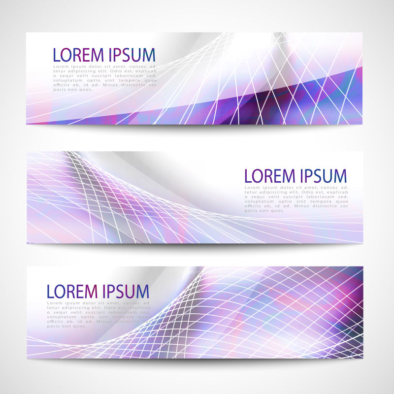 抽象矢量彩色光波元素的现代横幅设计