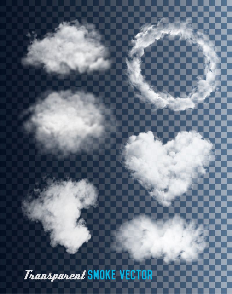 抽象矢量不同形状的白云设计元素