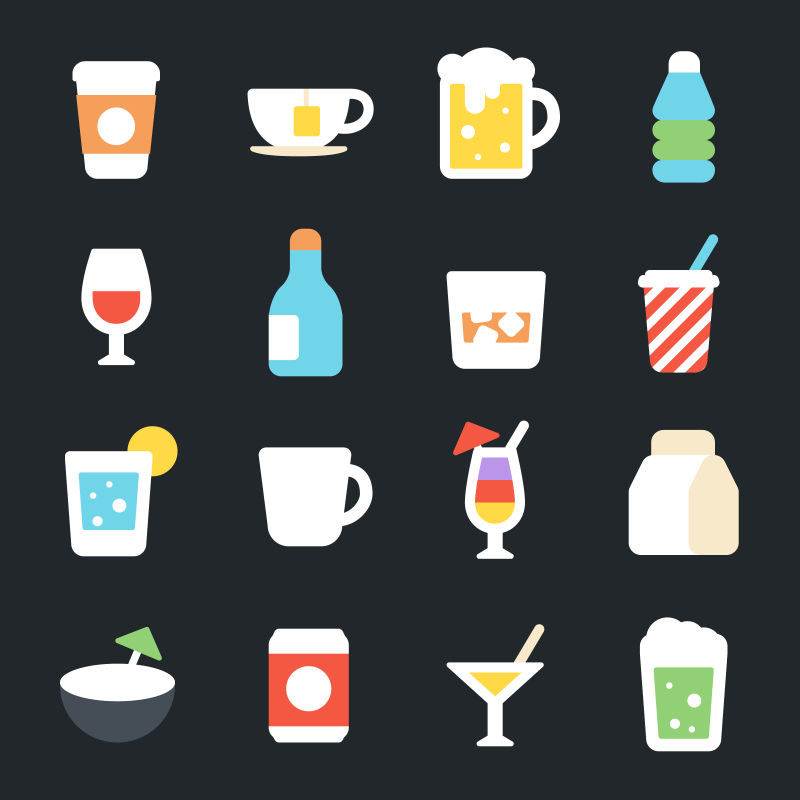 创意矢量现代饮料主题的网页图标设计