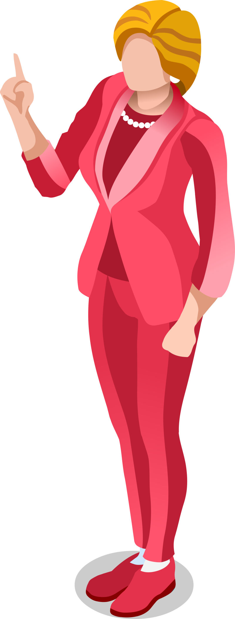 创意矢量现代穿粉色西装的女商人插图