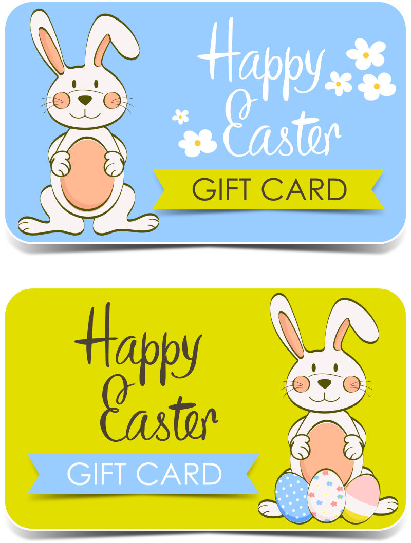 创意矢量卡通兔子元素的复活节卡片设计