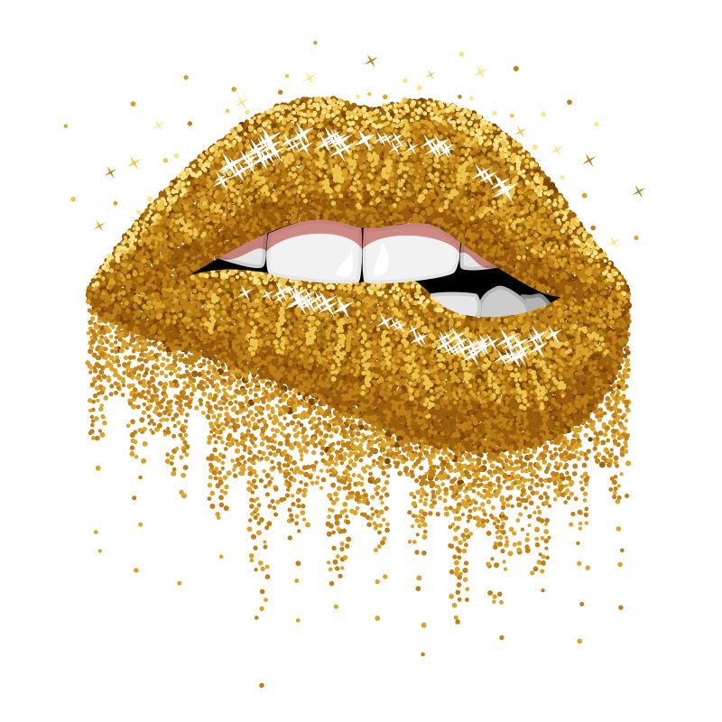 抽象矢量现代金色性感嘴唇设计插图