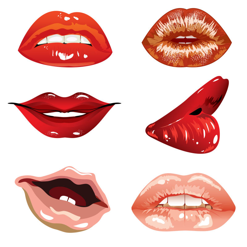 抽象矢量各种唇色的嘴巴设计