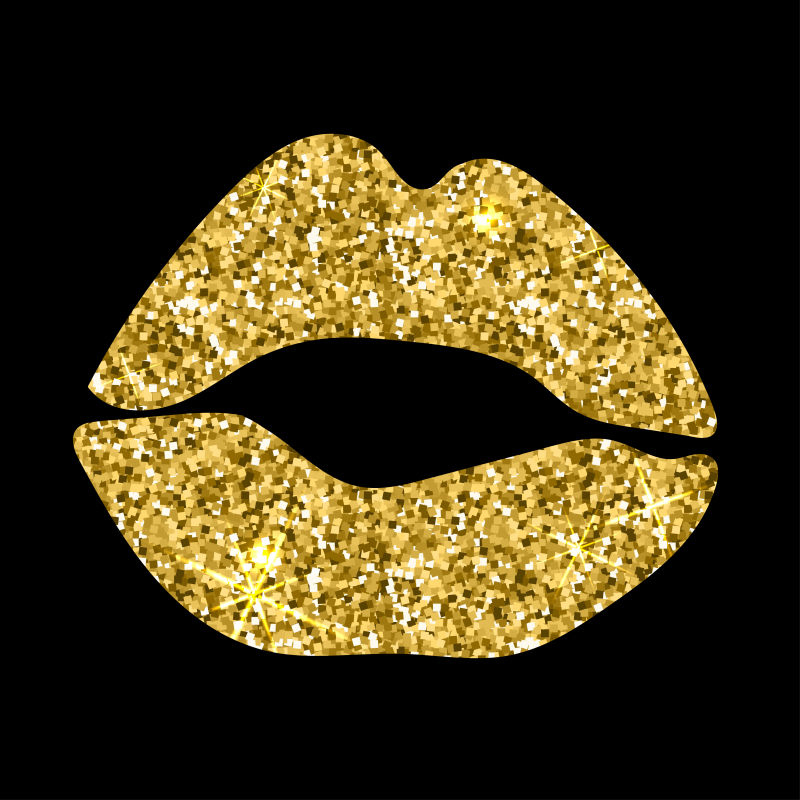 创意矢量现代金色女性嘴唇设计