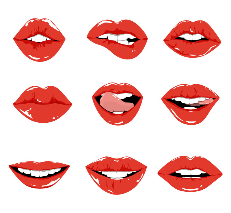 创意矢量红色嘴唇设计元素插图