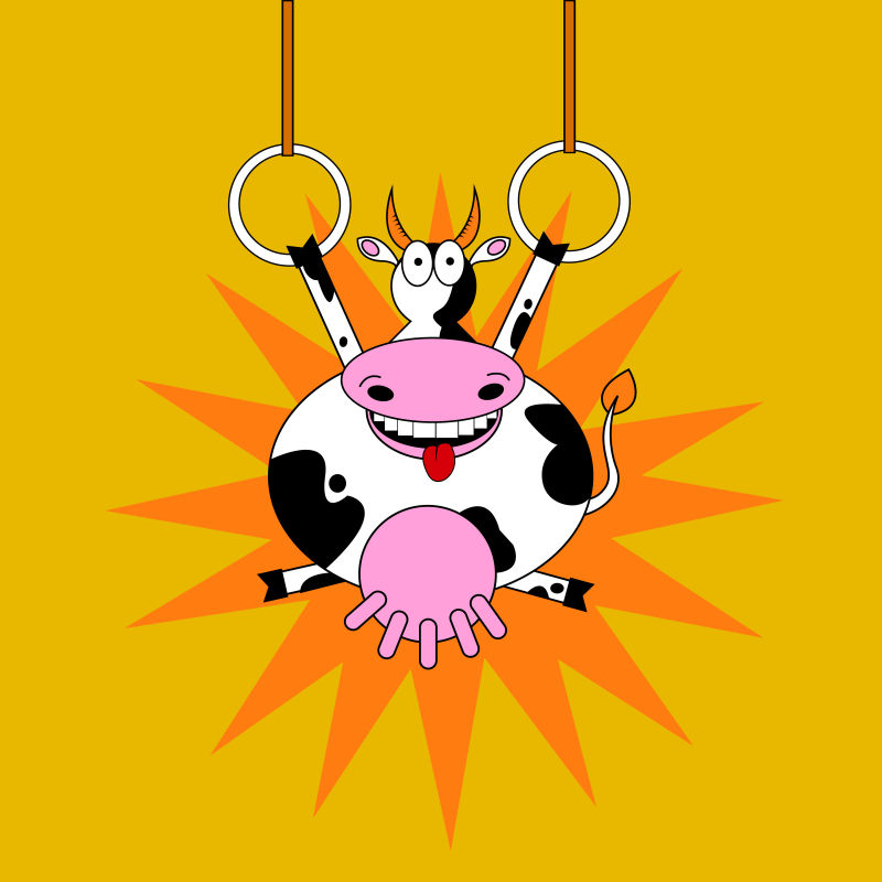 创意矢量卡通奶牛设计插图