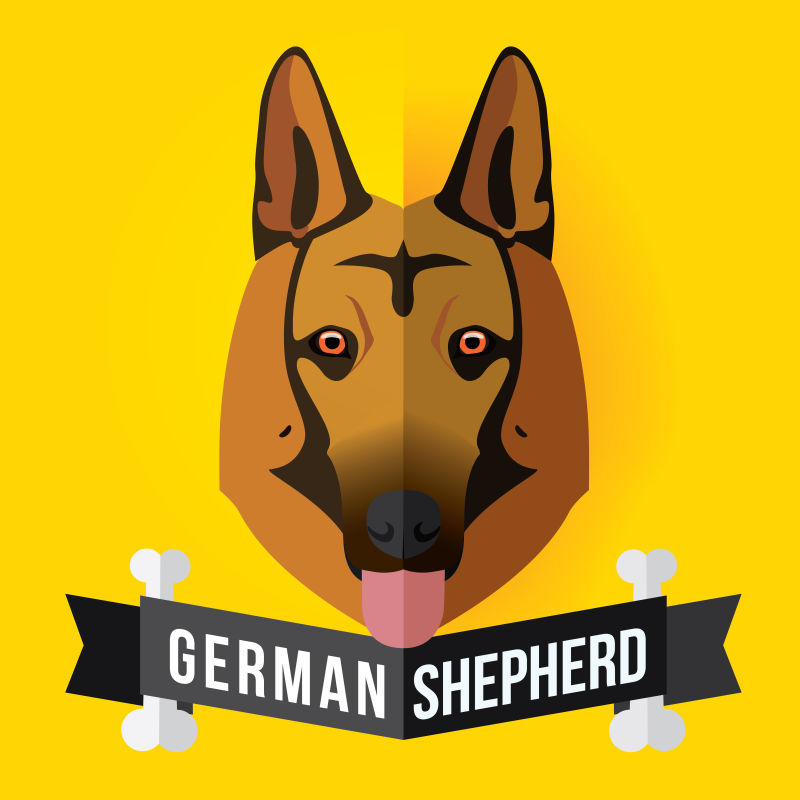 抽象矢量现代德国牧羊犬插图设计