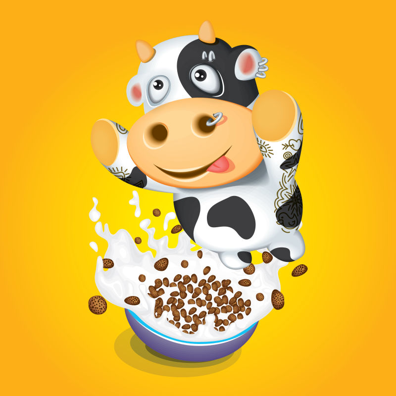 创意矢量卡通可爱的奶牛设计插图