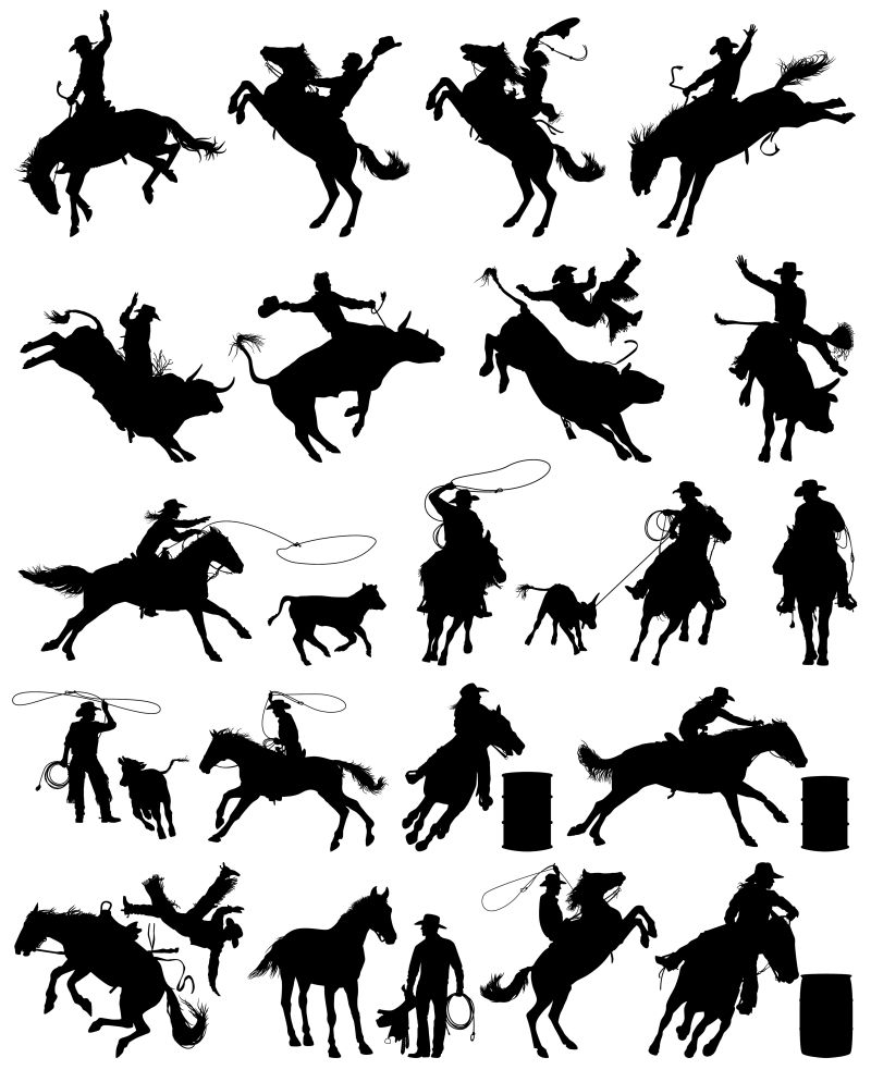 创意矢量现代骑马的人剪影插图