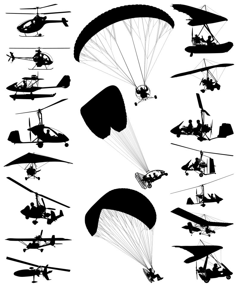 抽象矢量复古直升飞机剪影插图设计