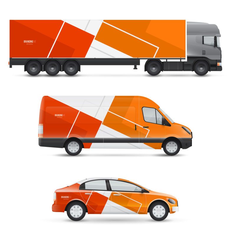 创意矢量现代橙色几何元素的车辆设计