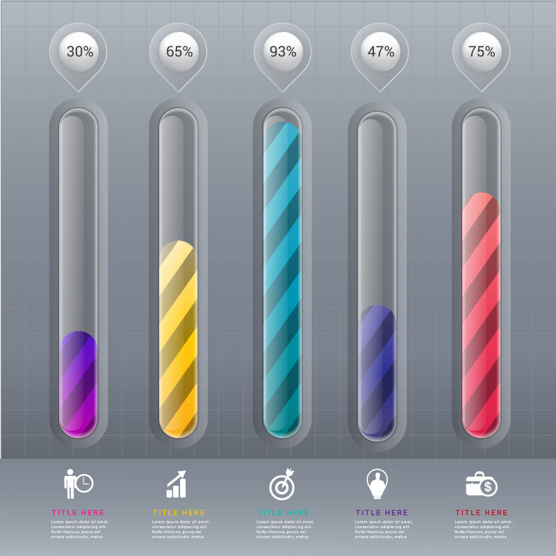抽象矢量现代彩色柱状信息图表设计