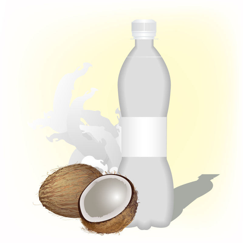 创意矢量新鲜美味的椰汁设计插图