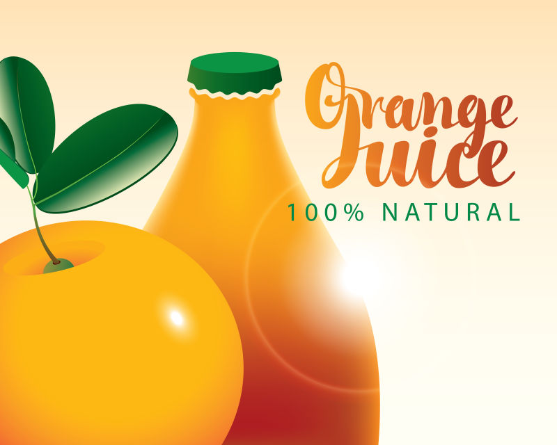 抽象矢量现代橙汁平面海报设计