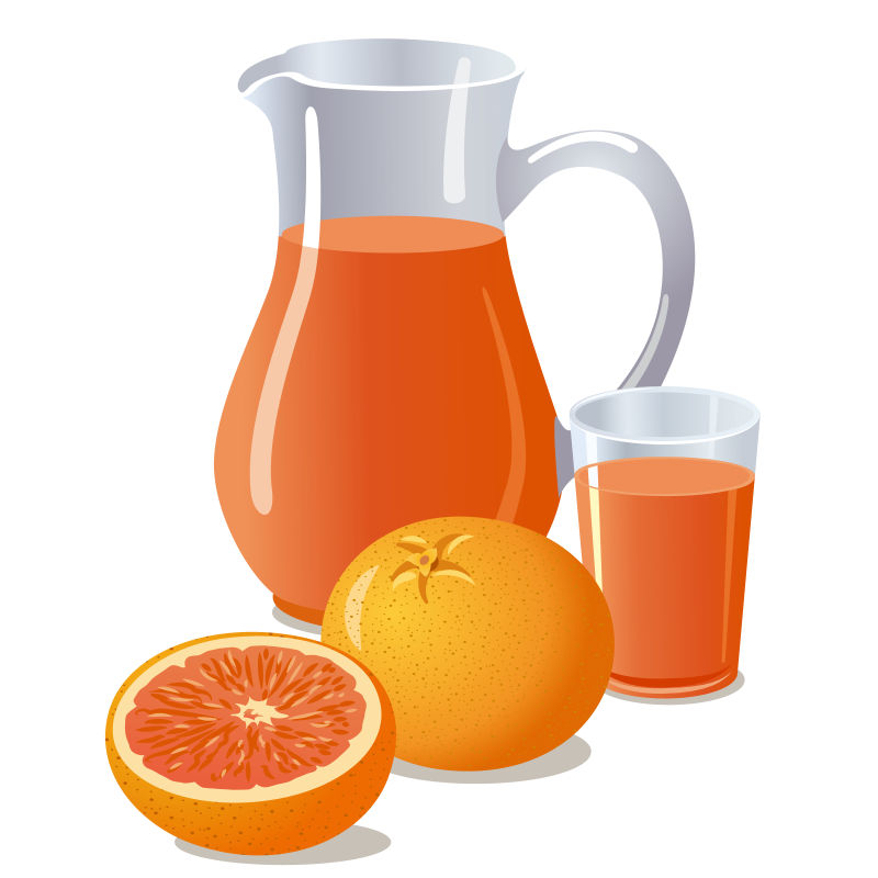 抽象矢量现代葡萄柚果汁平面设计插图